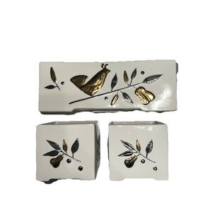 Vintage 1960 Holt Howard "Partridge in a Pear Tree" 3 Piece Ceramic Set Holiday